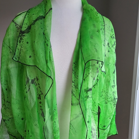 Paul Sisti Lime Green/Black with Black Piping Sheer Jacket/Topper (One Size) - Picture 16 of 16
